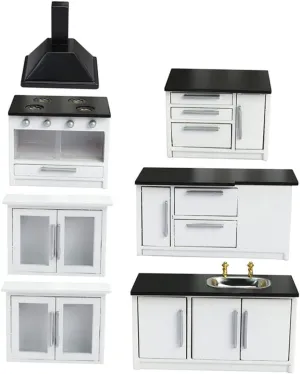 1 Set Miniature Doll House Kitchen Furniture Cabinet Gas Stove Decor for Models for Creative Miniature Scenes and Display Ornaments