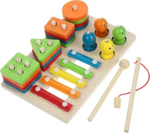 1 Set Wooden Fishing Sorter Matching Educational for Safe Smooth Edges Promotes Cognitive Development and Problem Solving Skills