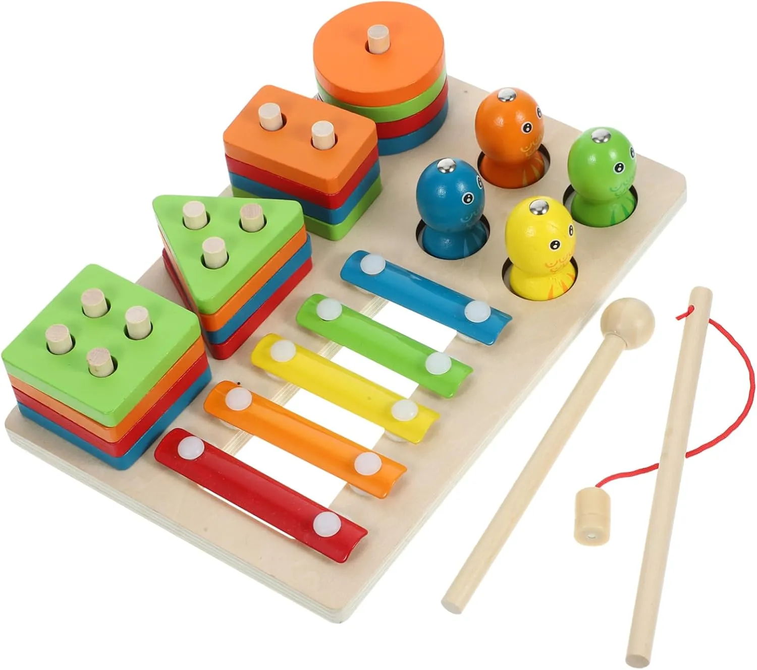 1 Set Wooden Fishing Sorter Matching Educational for Safe Smooth Edges Promotes Cognitive Development and Problem Solving Skills