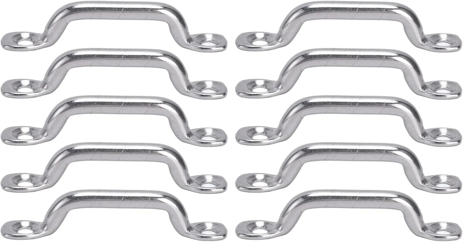 10 Pcs Top Strap Pad Eye Footman Loop, Tie Downs Anchor, Tie Down Strap, Stainless Steel, Suitable for Boat, Pontoon, Kayak, Buggy, Canoe Rigging, Fixing, 2 Inch