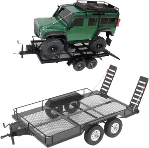 1/10 RC Car Trailer,Metal Trail Car Trailer Accessory with Four Tires Fit for Traxxas TRX4 Axial Scx10 90046 90047 CC01 D90 D110