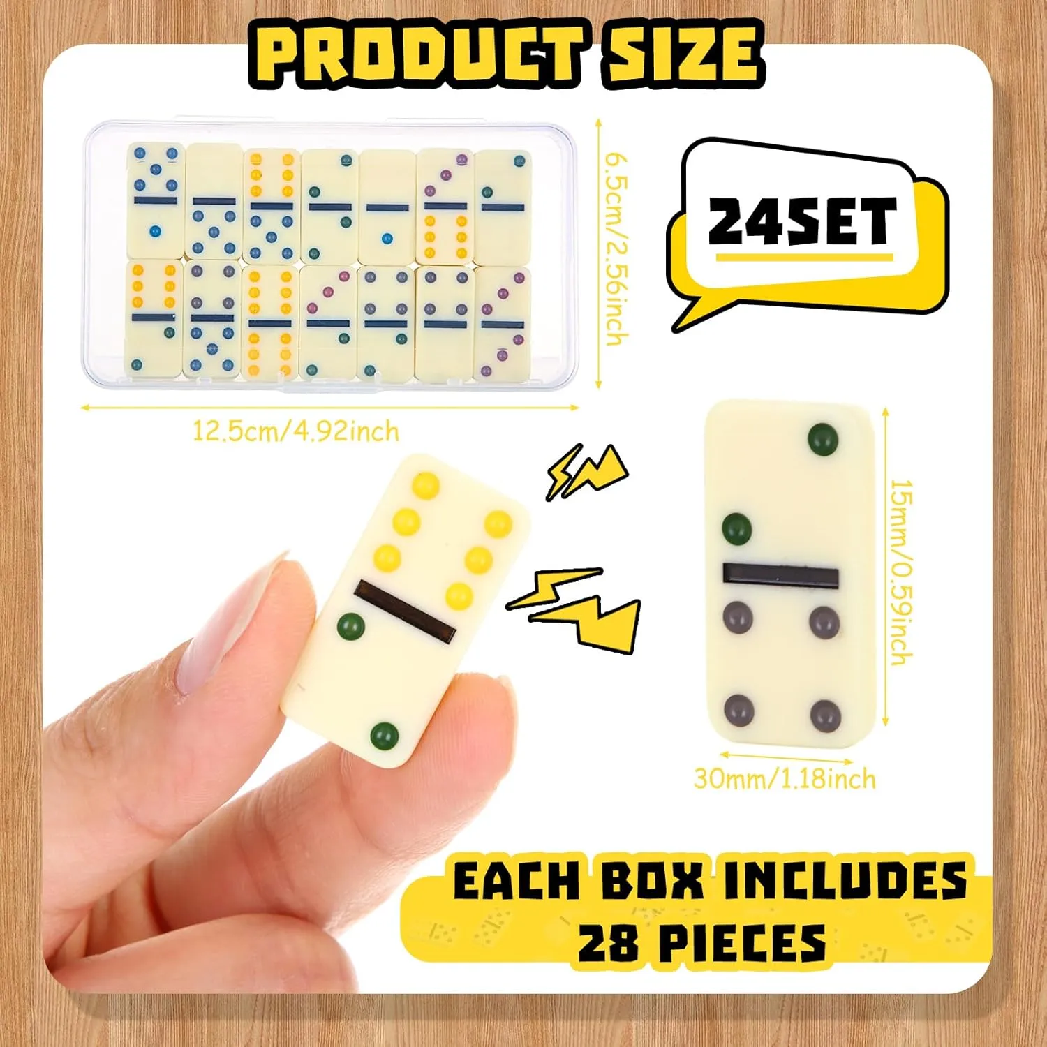 12 Pack Mini Domino Game Set Bulk Double 6 Dominoes 28 Pieces Tile Colored Dots Domino Game with Clear Plastic Box Family Board Games Party Favor Travel Box Educational Toys for Adults