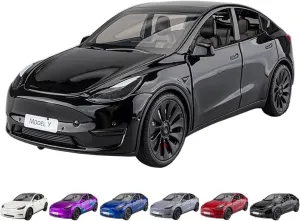 1/24 Scale Diecast Car Model Y, Alloy Diecast Toy Cars Pull Back Toys with Sound & Light, Vehicles Toys for Kids Gift Car Lovers Collection (1/24 Model Y -Black)