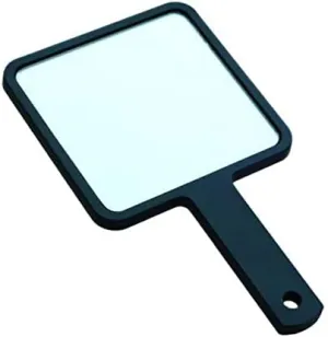 2 Pack Ladies Modern Handheld Square Mirror Makeup Dresser Gift 9x9 cm Black White - Weight ABS Glass Portable Travel Cosmetic Beauty Barber Dresser Handheld Mirror for Little