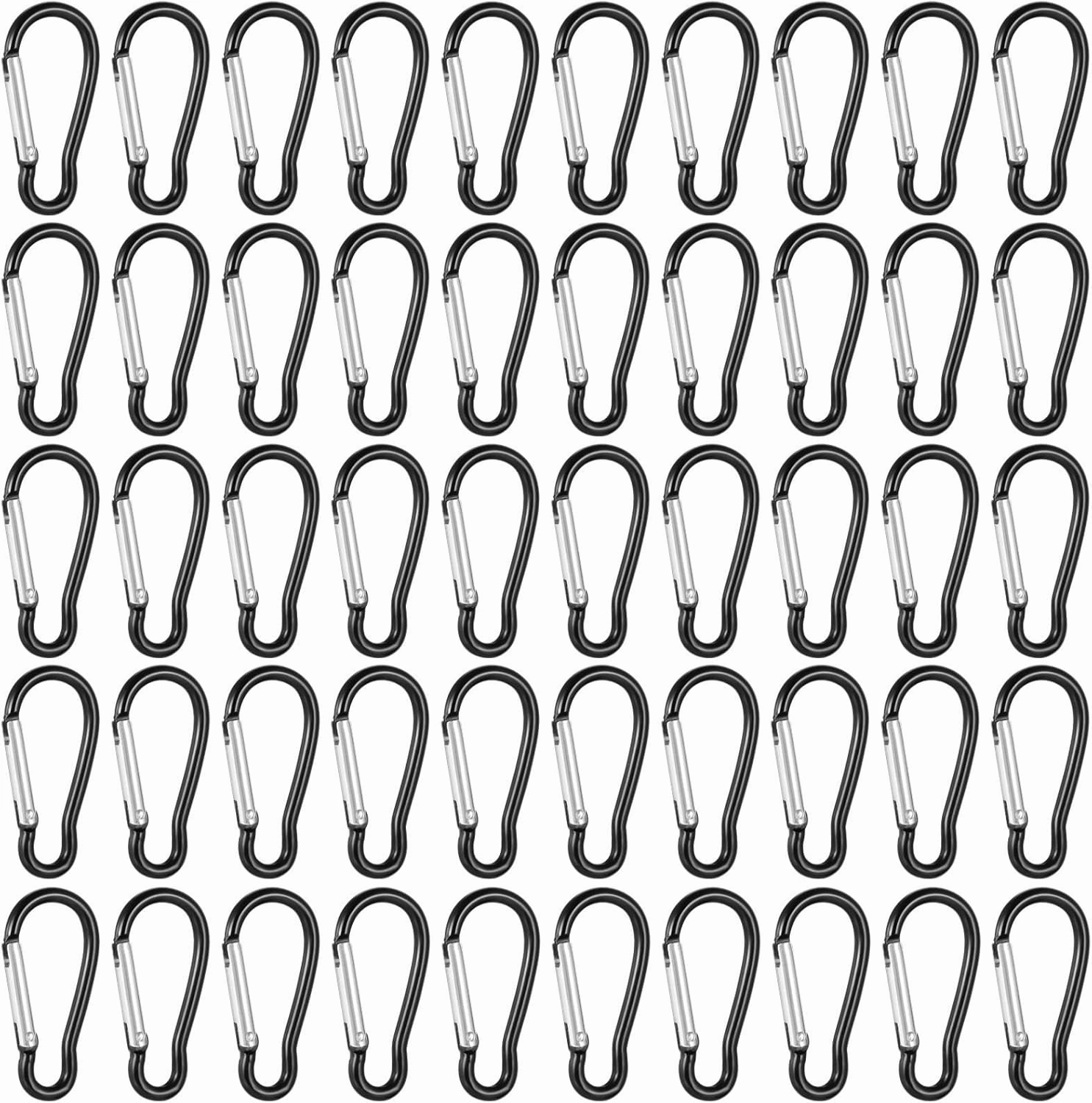 200-Pack Small Aluminum Carabiners, Mini D-Shape Clips with Spring-Loaded Gate for Keychains, Buckles, and Hooks
