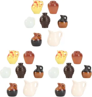 21 Pcs Mini Pocket Vase Dollhouse Accessories Ceramic Bottle Miniture Decoration Tiny Planter Miniature Vases Miniature Fairy Garden Ornaments Figure Clay Doll House Thumb Basin