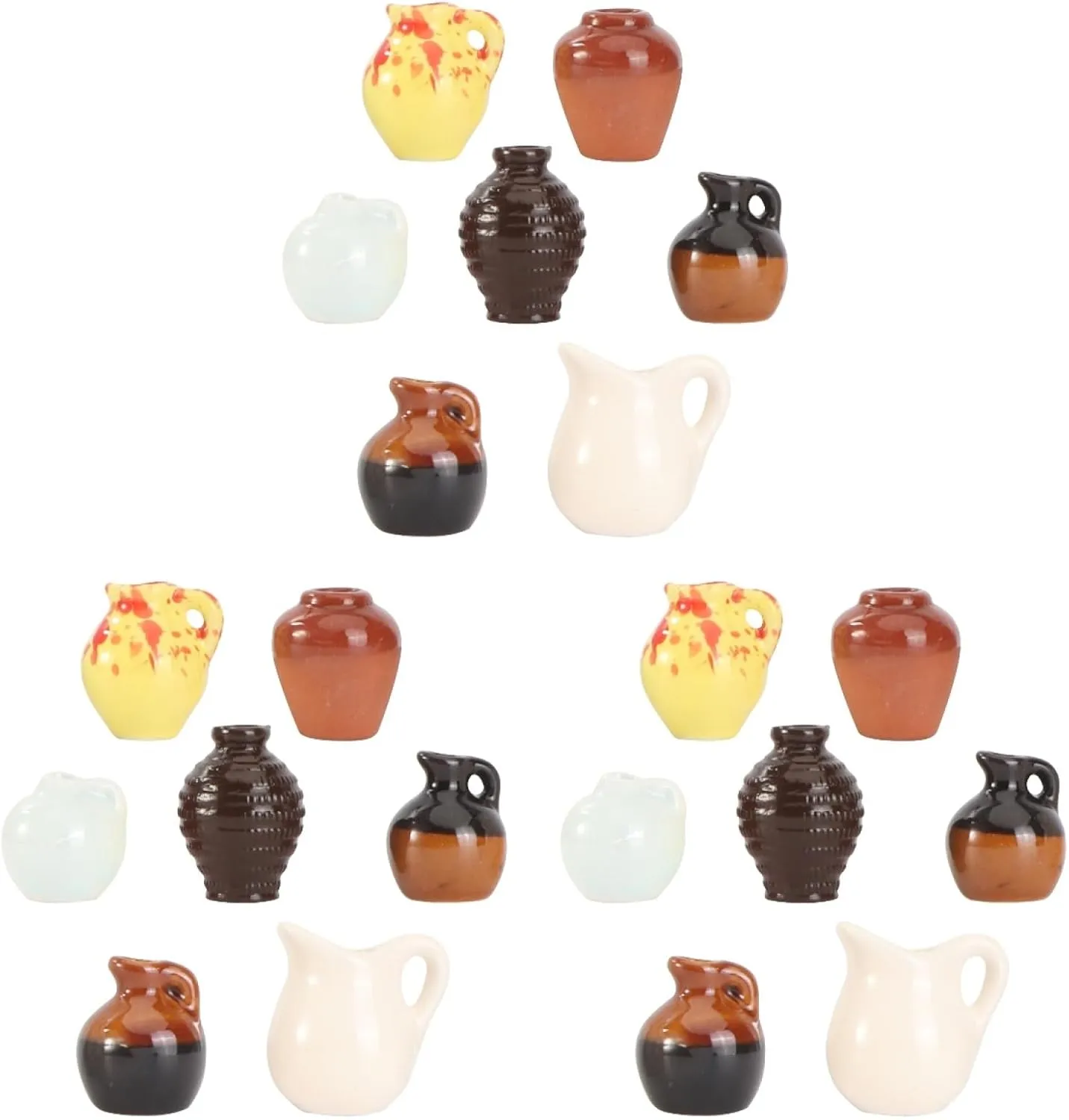 21 Pcs Mini Pocket Vase Dollhouse Accessories Ceramic Bottle Miniture Decoration Tiny Planter Miniature Vases Miniature Fairy Garden Ornaments Figure Clay Doll House Thumb Basin