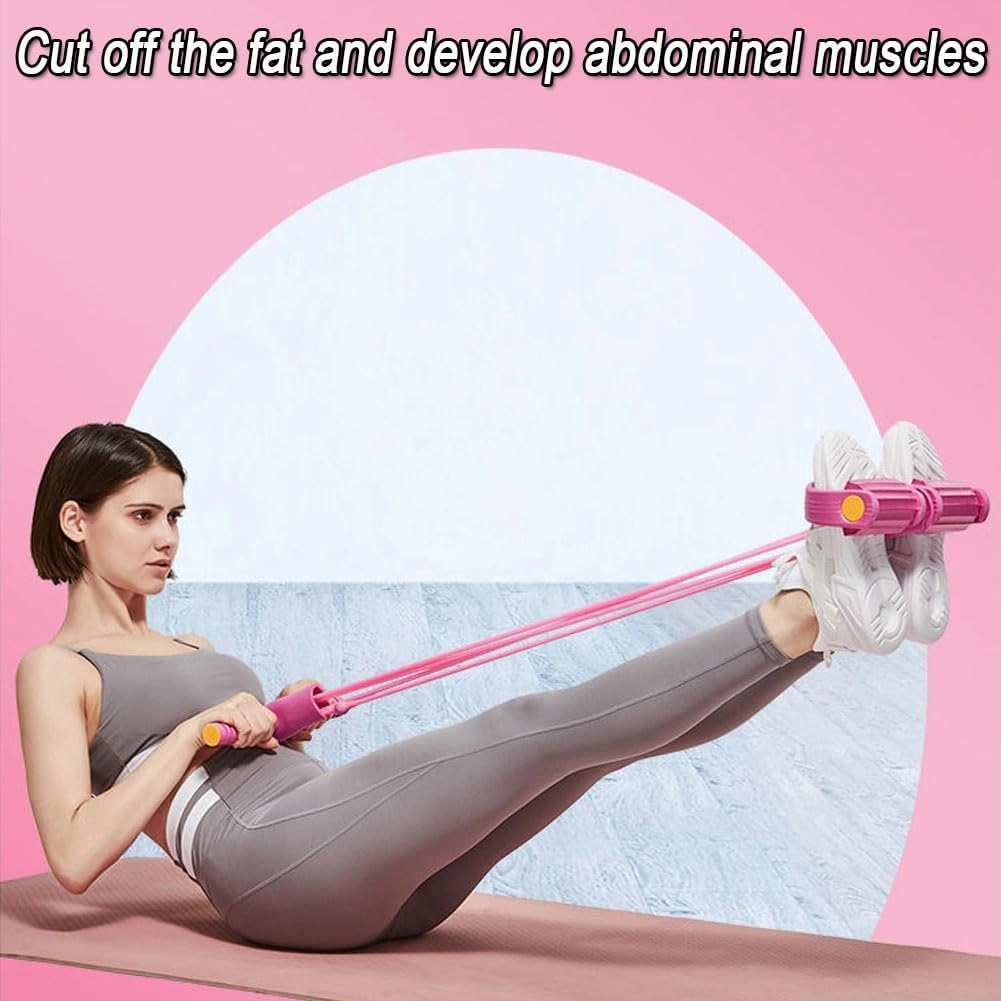 21 Fitness Resistance Bands-4 Tube Pedal Ankle Puller, Ab Training Auxiliary Device with Bands, Foot Pedal Resistance Band with Handle for Women, Tension Bands for Exercise Women
