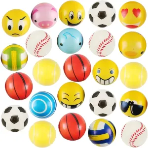 24 Pack - Mini Soft Foam Squeeze Balls, 2.5" Toy Stress Relief Bulk Educational Novelties for Kids, School, Classroom, Party Favors, Rewards (Variety (2.5"))