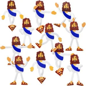 24 Pcs Sunday School Bendable Jesus Character Religious Toys 4 Inches Jesus Toys for Vbs Religious Favors Stress Relief Fidget Gift Easter Egg Stuffer Funny Sunday School Gift Figure(Blue)