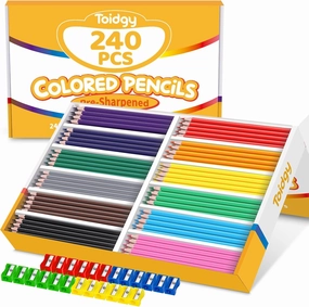 240 Packs Colored Pencils Bulk Classroom, Colored Pencils for Kids 12 Assorted Colors, Coloring Pencil Set Plus 24 Sharpeners, Pre-sharpened Color Pencils, Back to School Supplies Bulk for Teachers