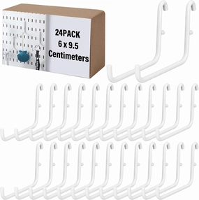 24 Pcs Pegboard Hooks Compatible with IKEA Skadis Pegboard, Long L Shape Hooks Pegboard Accessories for Home Office Storage Tool, Display Keyboards(White)