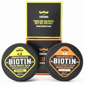 2 Pack Biotin Beard Balm Set for Men – Natural & Sandalwood Butters – Non-Itchy, Moisturize, Strengthen & Shape Beards – Grooming Gift Set for Father's Day, Anniversaries, Christmas (Sandalwood)