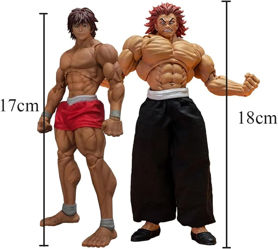 2PCS Hanma Yujiro Action Figure Anime Figure Yujiro Statue Model, Joints Movable Cartoon Manga Figure Handmade Collectible Desktop Decoration for Fans