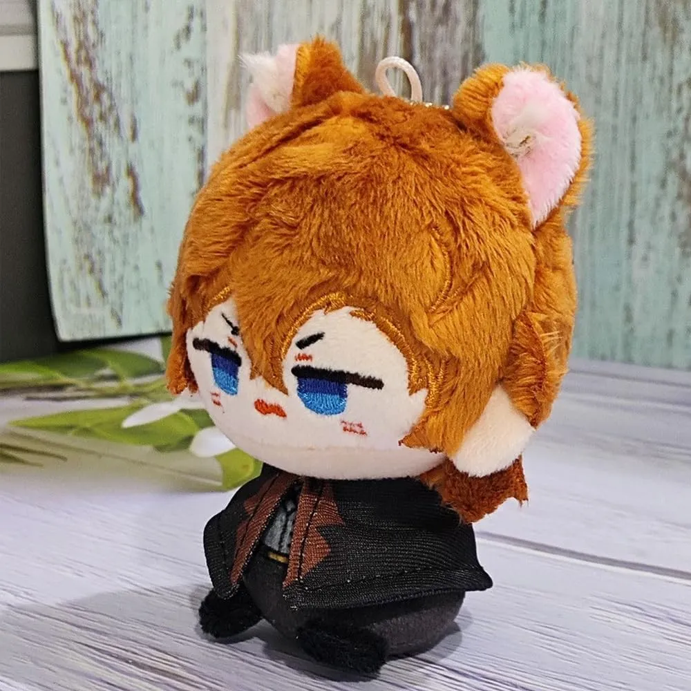2pcs Nakahara Chuuya Dazai Osamu Soft Figures Anime Soft Stuffed Figure Cute Plush Pendant Bags Keychain for Fans Collection Gift
