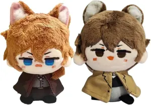 2pcs Nakahara Chuuya Dazai Osamu Soft Figures Anime Soft Stuffed Figure Cute Plush Pendant Bags Keychain for Fans Collection Gift