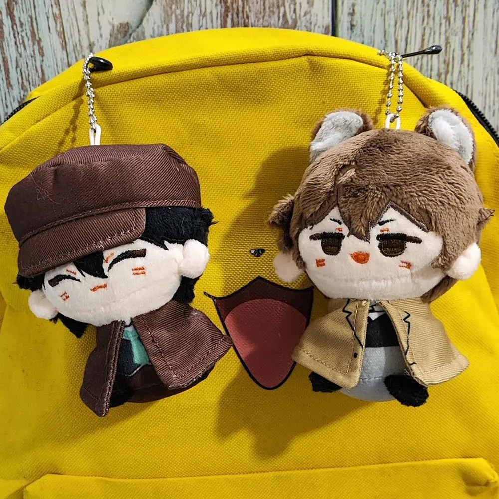 2pcs Nakahara Chuuya Dazai Osamu Soft Figures Anime Soft Stuffed Figure Cute Plush Pendant Bags Keychain for Fans Collection Gift