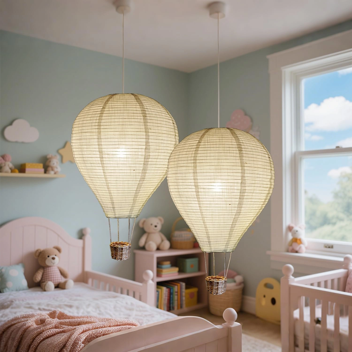 2PCS Hot air balloon lampshade Hanging decor 14inch pendant light shade Gifts for kids Nursery kids living room chandelier new born baby room decor party decoration