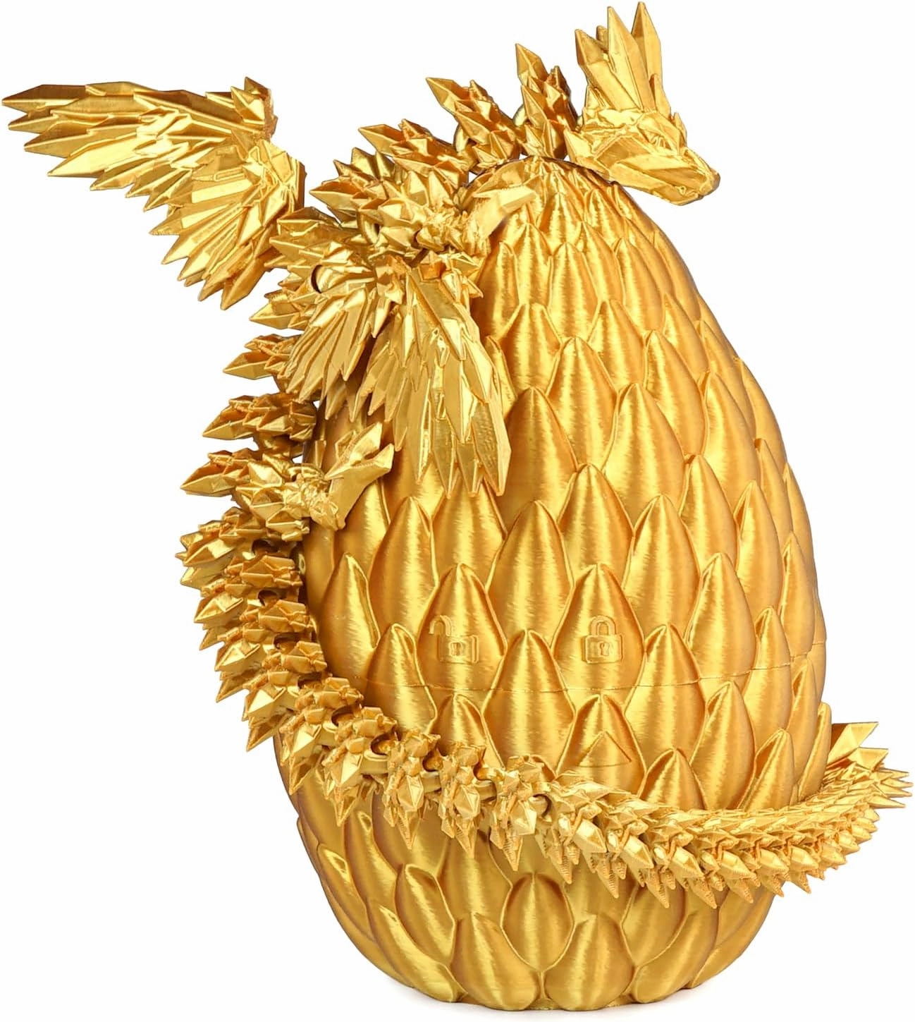 3D Printed Flying Dragon Egg with Articulated Dragon Inside – Toys&Gifts for Kids,Home Decor,Creative Ornaments,Birthday,Easter (Golden,Large)