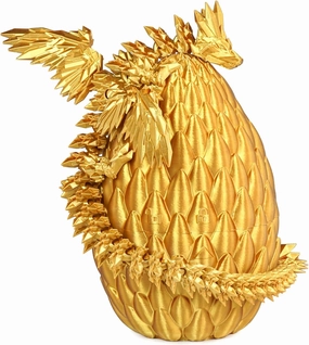 3D Printed Flying Dragon Egg with Articulated Dragon Inside – Toys&Gifts for Kids,Home Decor,Creative Ornaments,Birthday,Easter (Golden,Large)