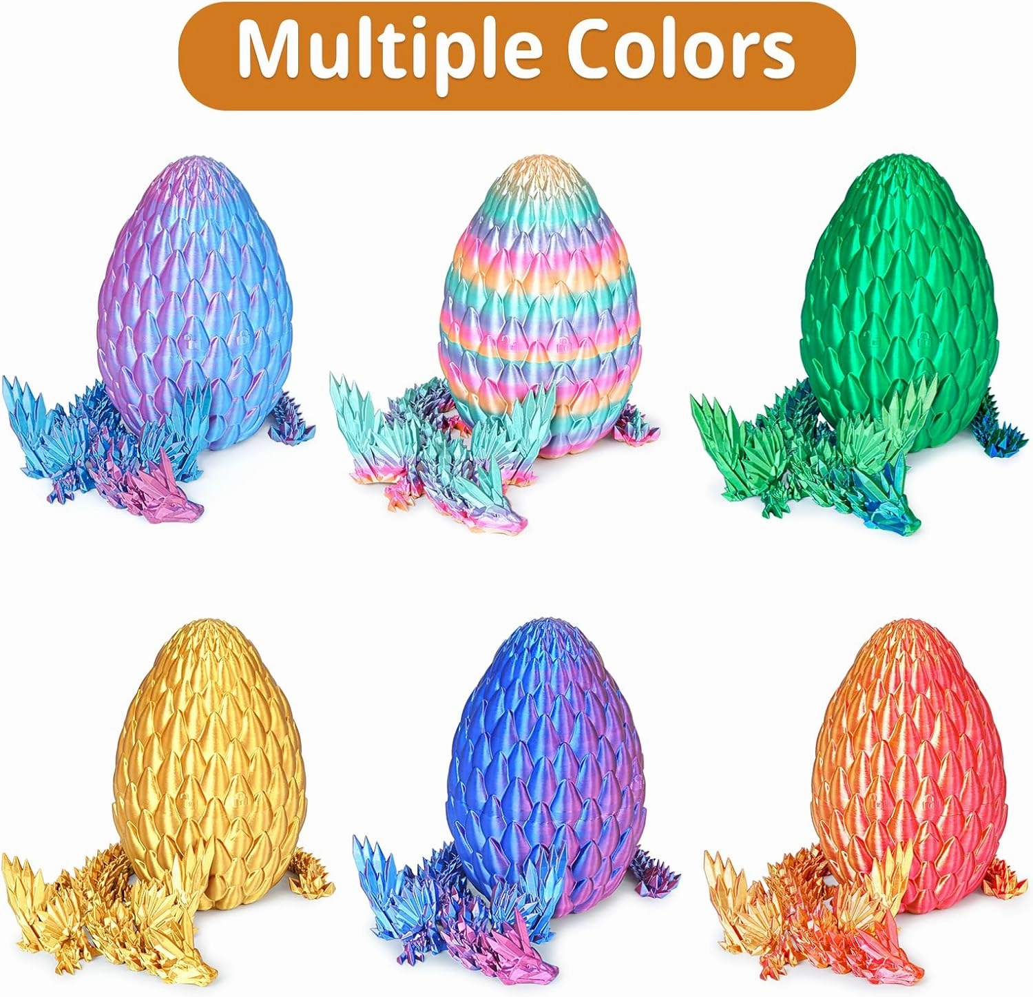 3D Printed Flying Dragon Egg with Articulated Dragon Inside – Toys&Gifts for Kids,Home Decor,Creative Ornaments,Birthday,Easter (Golden,Large)
