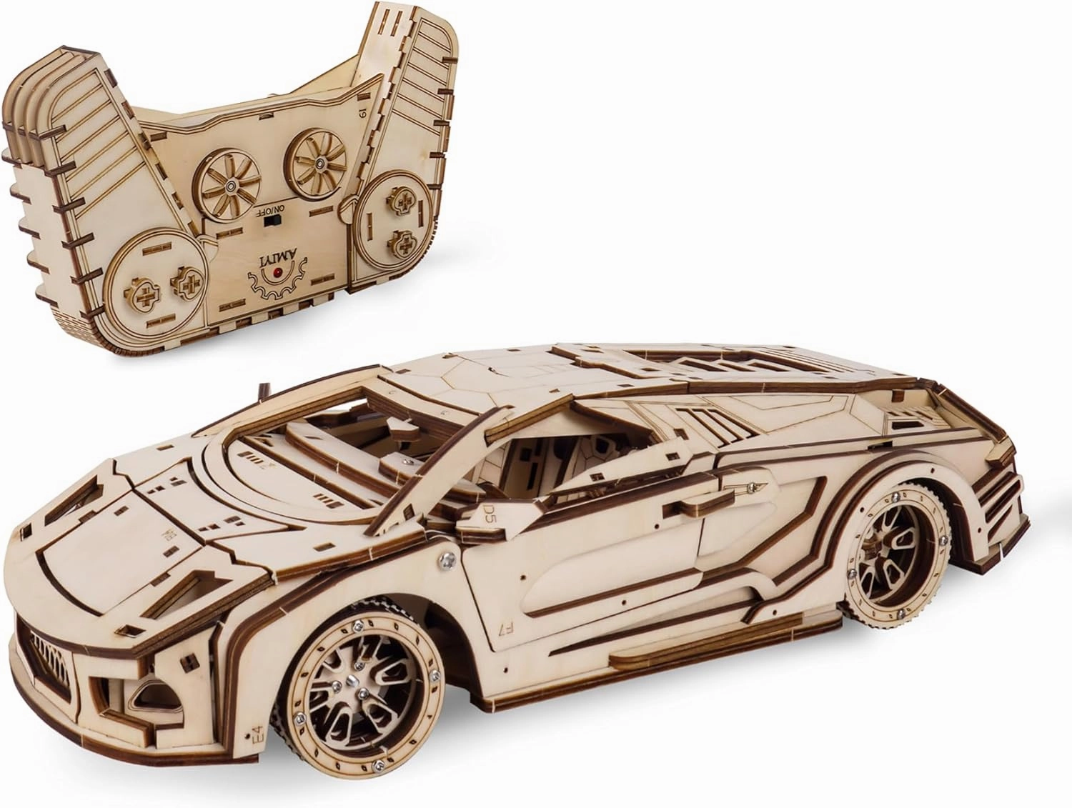 3D Wooden Puzzles for Adults, 3D Wooden Sports Car Puzzle Model Car Building Kits Unique Gift for Kids, Friends (Sports Car)