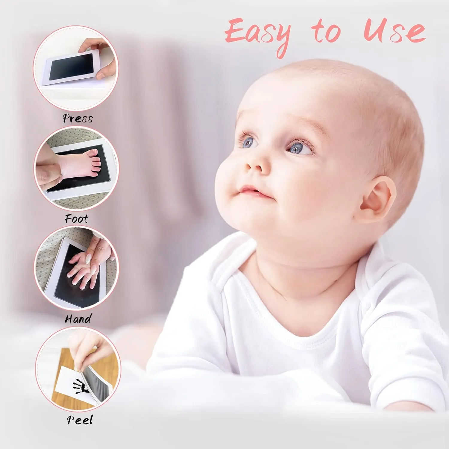 4-Pack Baby Footprint Kits,Inkless Hand and Footprint Kit,Clean Touch Baby Handprints and Footprints Kits,No Mess Ink Pad for Baby Hand and Footprints,Baby Shower Gifts for New Moms