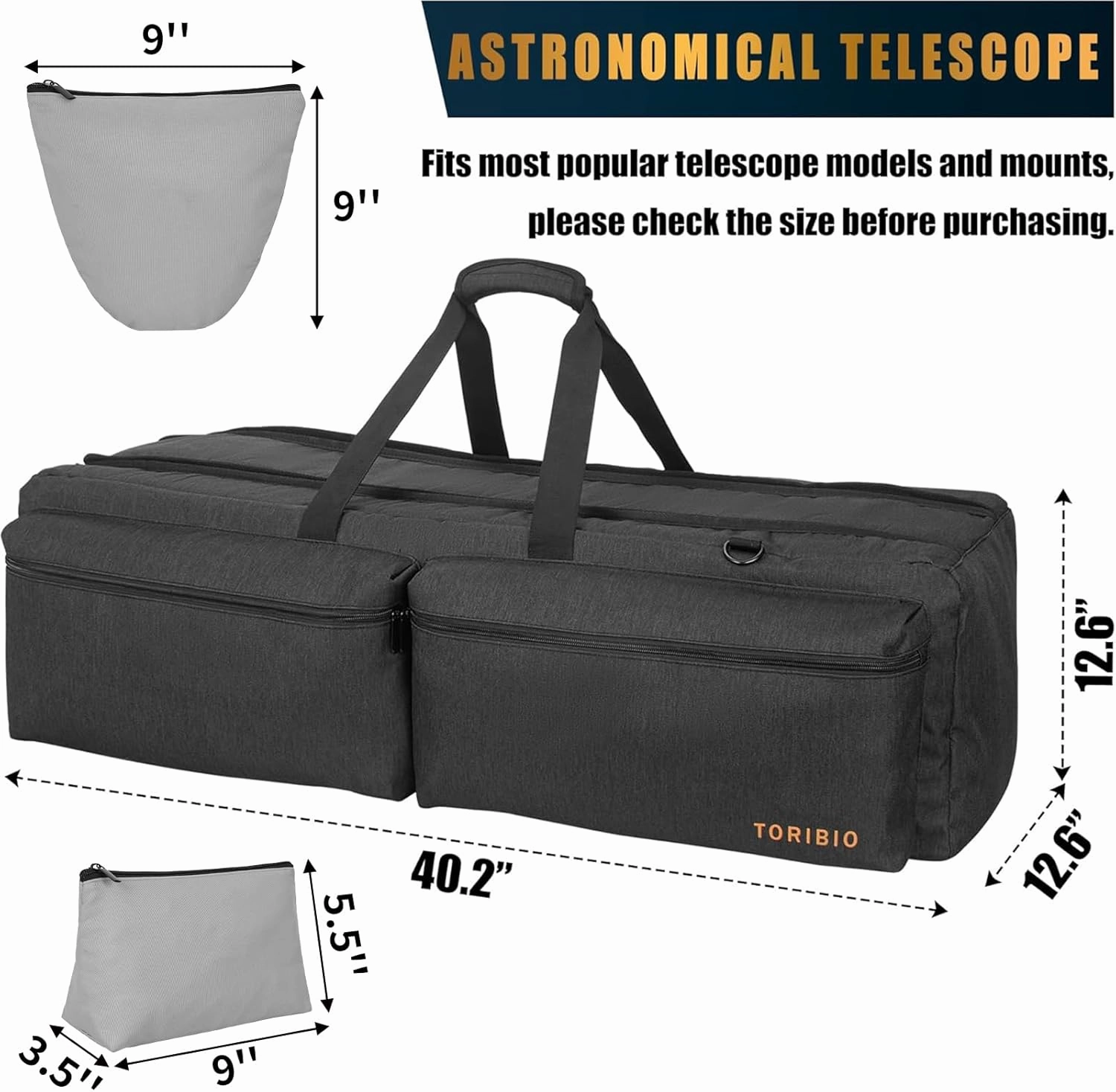 40“ Telescope Bag, Large Telescope Travel Bag for for Telescope Tube & Tripod,Soft Pad Telescope Carrying Case Compatible with Gskyer ToyerBee Celestron Telescope,Storage for Telescope Accessories