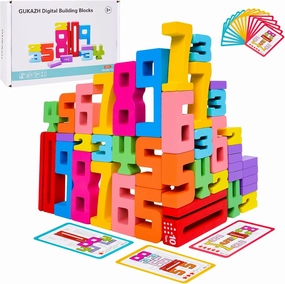 40PCS Wooden Number Building Blocks,Math Learning Tools Digital Building Blocks 1-10 for Kids,Stacking Blocks Toys,Balance Competition Toys,Educational Gift Party Favors for 3  Years Old Boys Girls