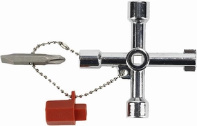 4 in 1 Universal Utilities Key,Cross Key,1pcs Multi-Function Universal Square Triangle Key Wrench Valve Electric Meter Cabinet Elevator Door Cross Ratchet Switch Wrench
