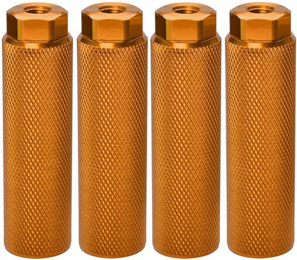 4 Pcs Bike Pegs,Aluminum Alloy Anti-Skid Lead Foot Bicycle Pedals BMX Pegs for 3/8 Inch Axles Bicycle Accessories,Yellow