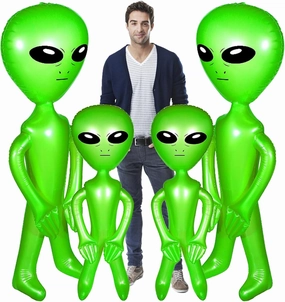 4PCS Inflatable Alien, 66.93inch 33.46 Inch Blow up Alien Balloons NO Leak PVC Alien Toy Funny Realistic Alien Party Decorations for Halloween Birthday Party Supplies.