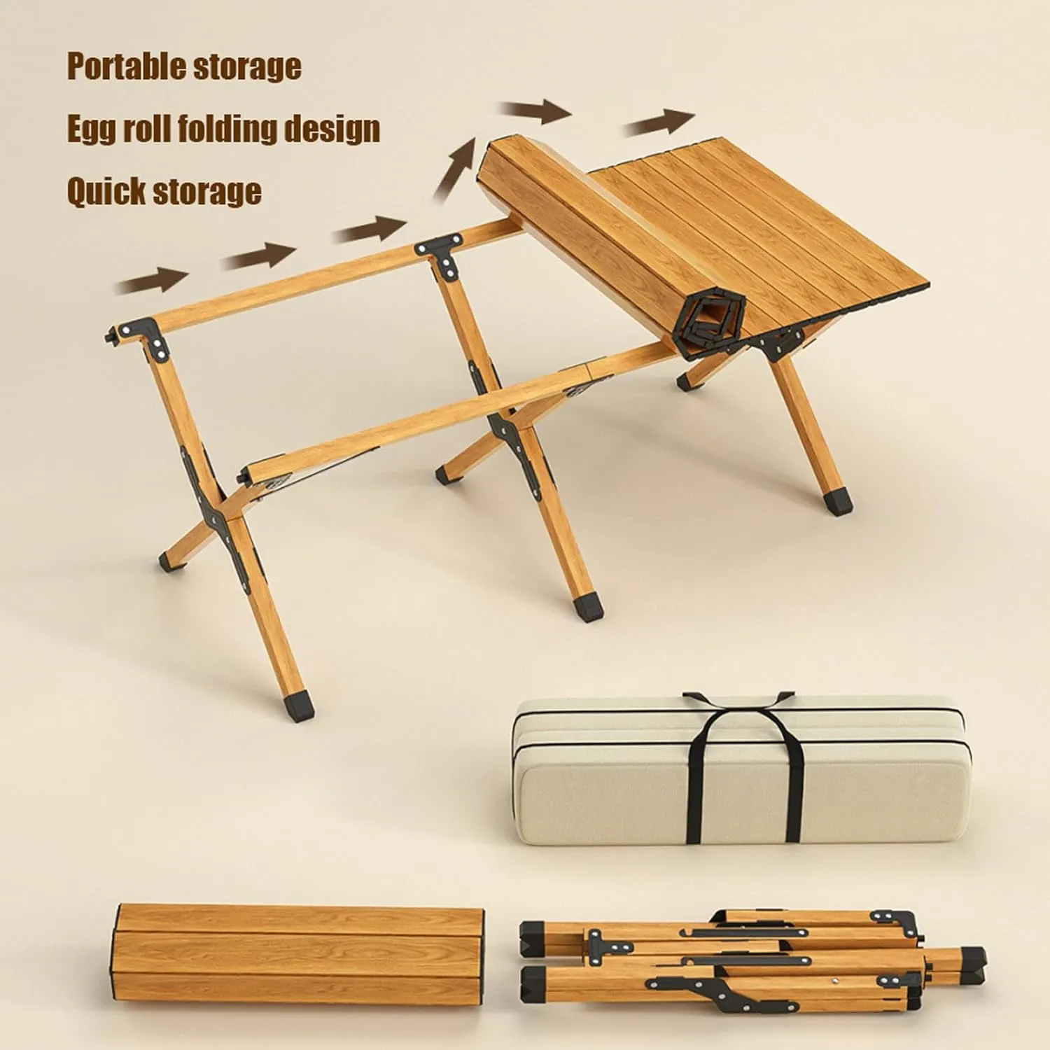 5-PCS Folding Camping Table Chairs Portable Outdoor Lawn and Aluminum Roll-up with Carrying Bag, Lightweight Picnic for Patio Garden BBQ