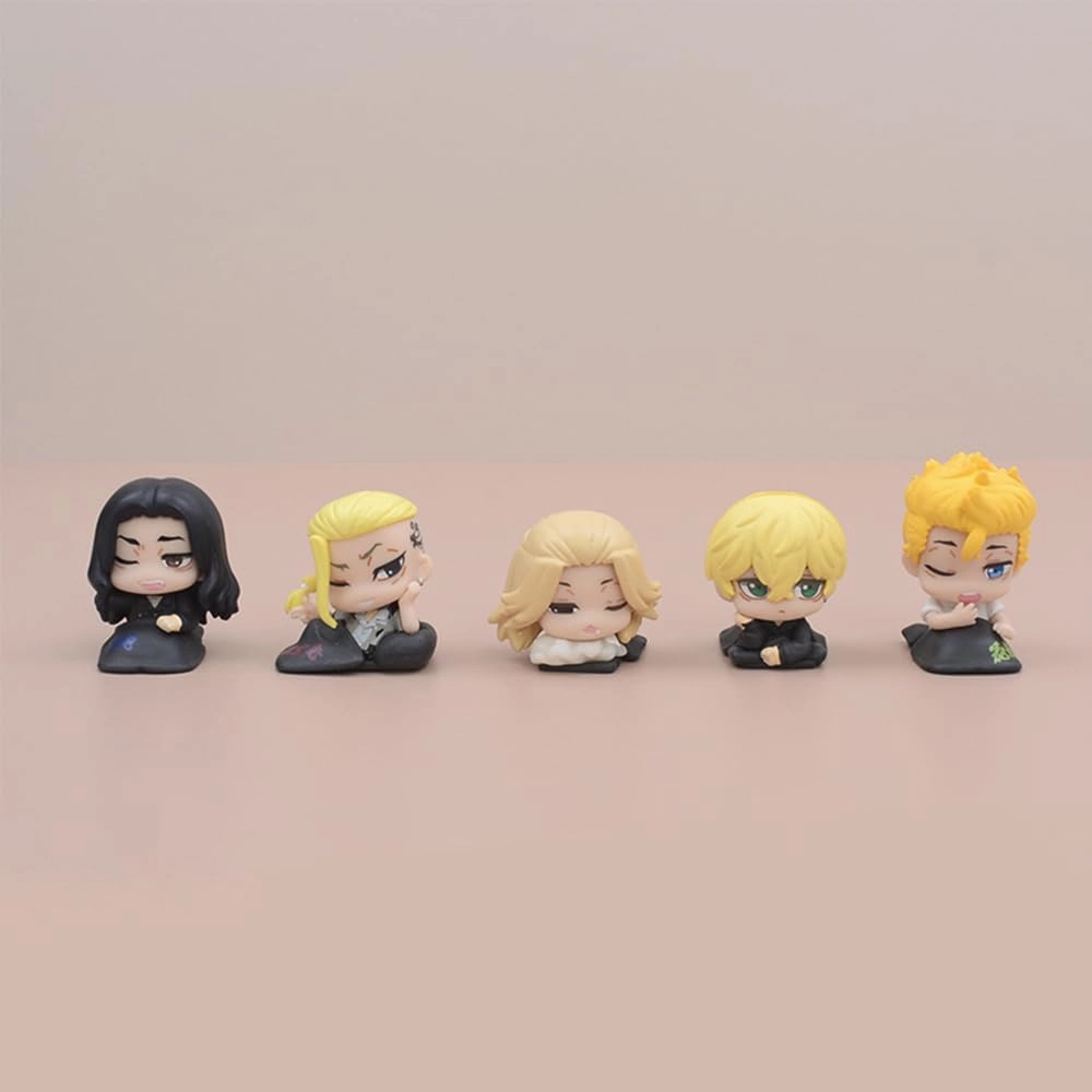 5pcs Baji Keisuke Action Figure Set Cute Mini Figurine Matsuno Chifuyu Hanagaki Takemichi Figure 5cm Anime Cake Ornaments Desktop Decoration