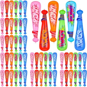 60 Pcs 17 Inch Pow Inflatable Baseball Bat Baseball Goodie Bags Favors PVC Blow up Baseball Bat Baseball Party Favors for Boys Kids Sports Theme Birthday Party Supplies Decorations, 6 Colors