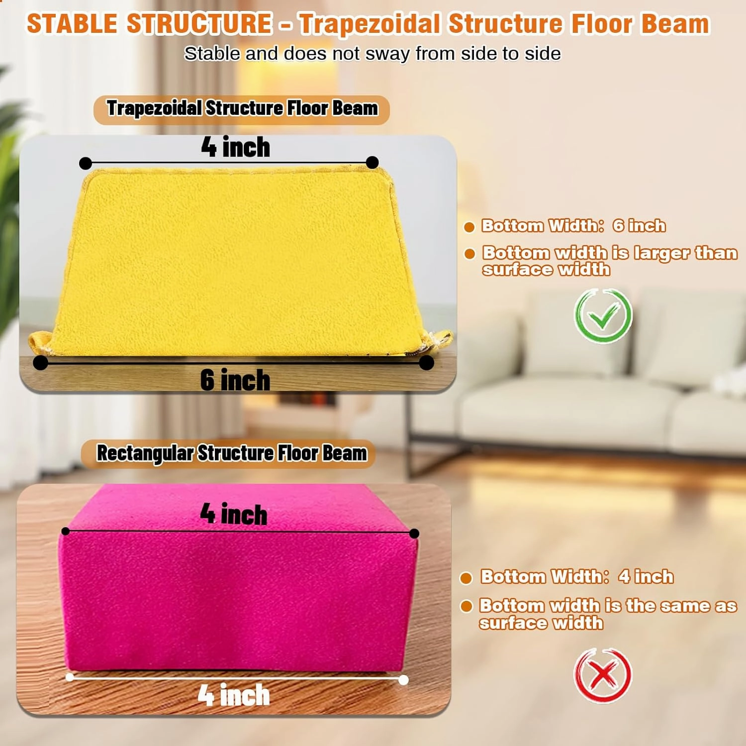 6 FT / 8 FT / 9 FT Folding Gymnastics Beam Foam Balance Floor Beam - Extra Firm - Suede Cover - Anti Slip Bottom with Carry Bag for Kids/Adults Home Use