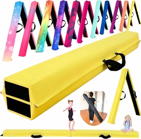 6 FT / 8 FT / 9 FT Folding Gymnastics Beam Foam Balance Floor Beam - Extra Firm - Suede Cover - Anti Slip Bottom with Carry Bag for Kids/Adults Home Use