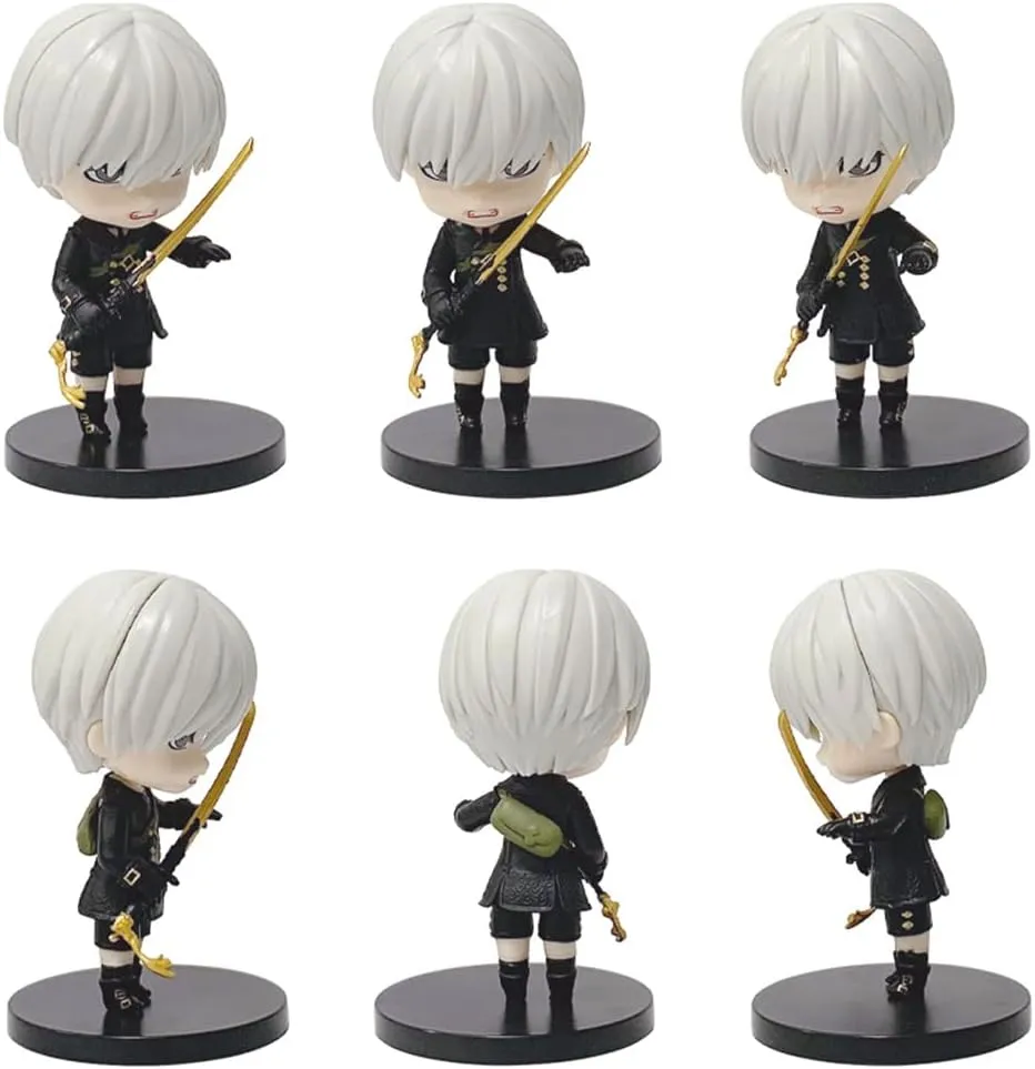 6pcs 2B Figure Statue Set, 4'' Mini 9S Action Figure Model A2 Cake Topper Figures Anime Figurine Decoration Birthday Gifts for Fans