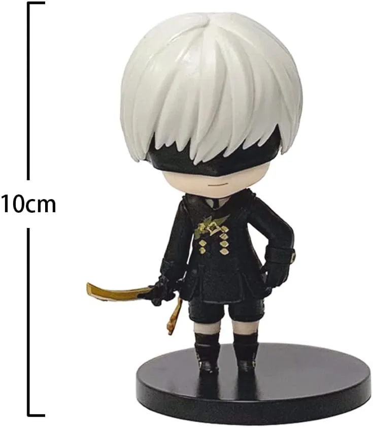 6pcs 2B Figure Statue Set, 4'' Mini 9S Action Figure Model A2 Cake Topper Figures Anime Figurine Decoration Birthday Gifts for Fans