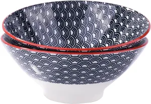 8-Inch Underglaze Crafted Japanese Ceramic Ramen Bowl, Udon Soup Bowl, Rice Bowl, Microwave and Dishwasher Safe (LBL)
