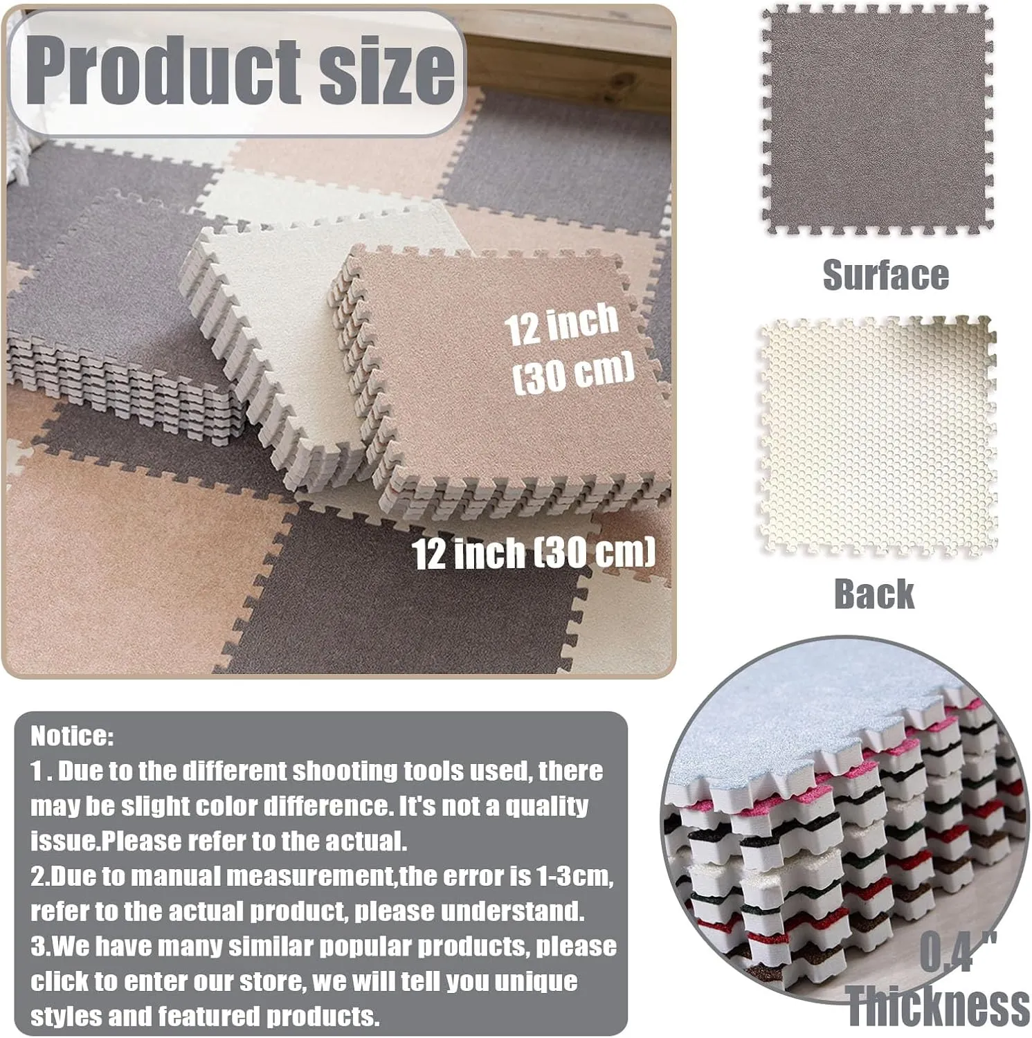 80 Pcs Interlocking Carpet Tiles, Short Pile Foam Square Floor Mats,Puzzle Play Mat Set for Playroom,Gym,Red