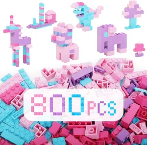 800PCS Building Bricks, Basic Macaron Building Blocks, Creative Building Toys Compatible with All Major Brands, Birthday Presents Gifts for Girls Boys