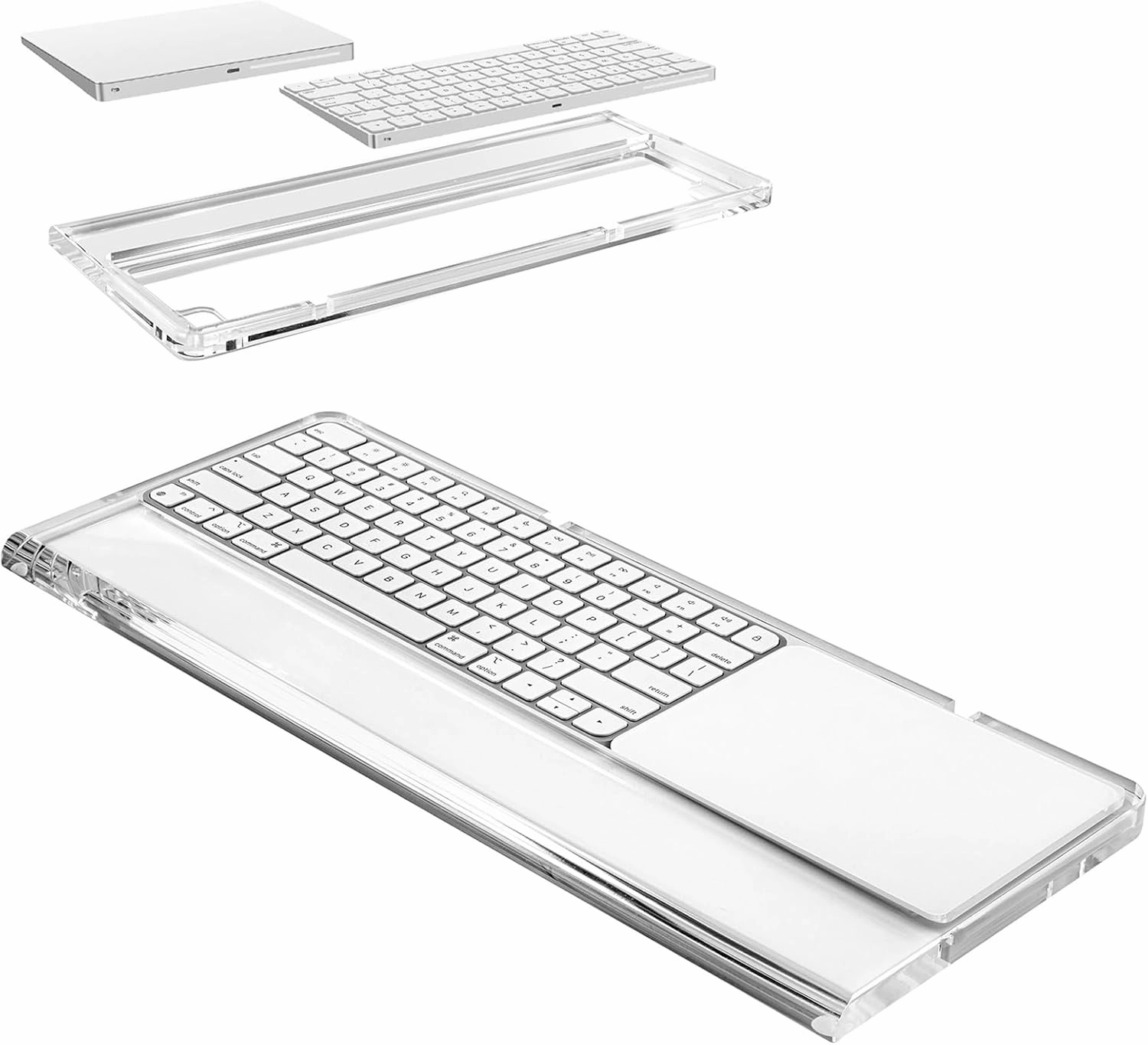 Acrylic Keyboard Stand and touchpad Tray pad Suitable for Second and Third Generation Apple Magic Keyboards and Apple Magic touchpads, Comfortable Wrist Rest relieves Hand Pain