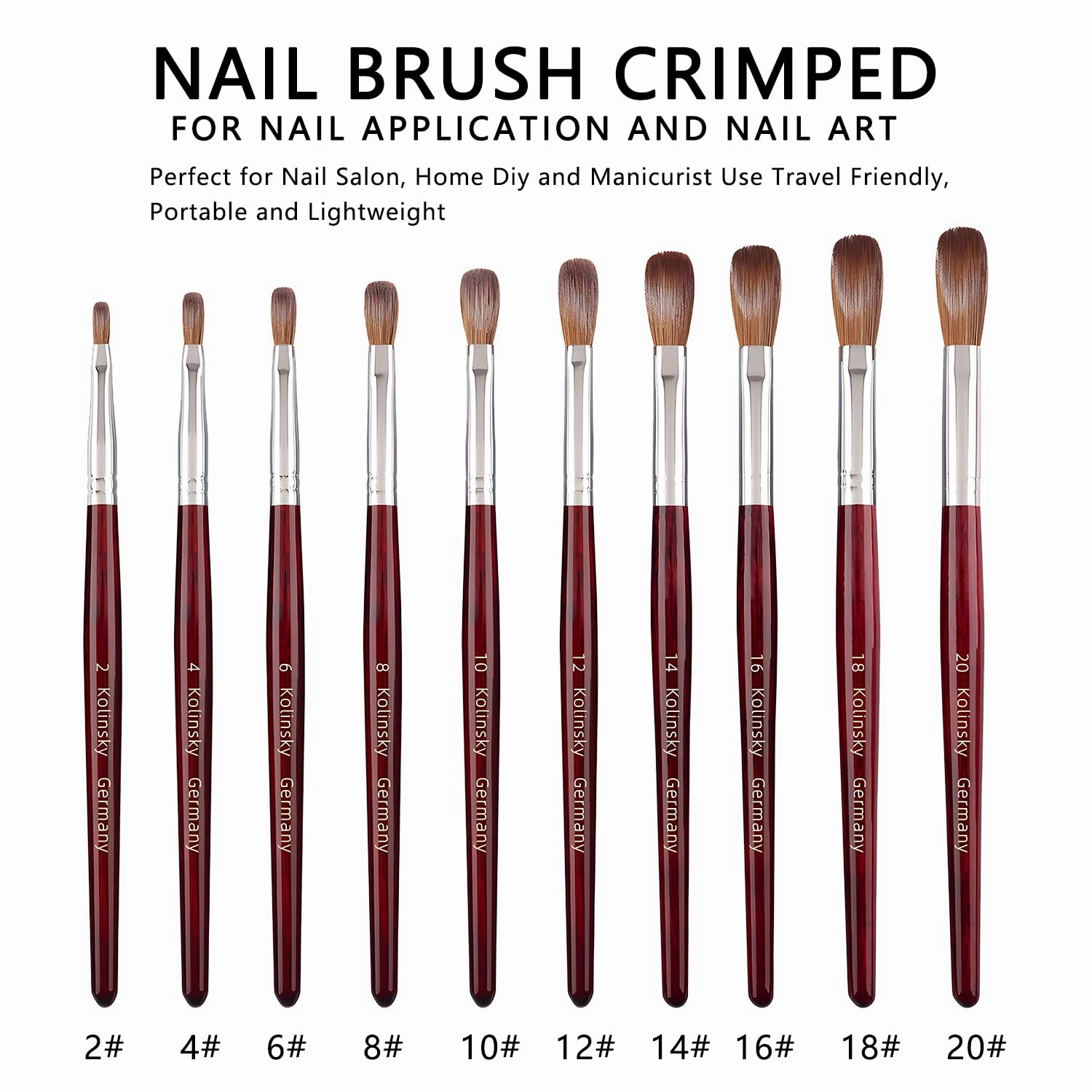 Acrylic Nail Art Brush, 100% Pure Kolinsky Hair Oval Nail Brush for Acrylic Application, Professional Nail Extension Manicure Tool Striping Nail Drawing Pen for DIY Home Salon (20#)