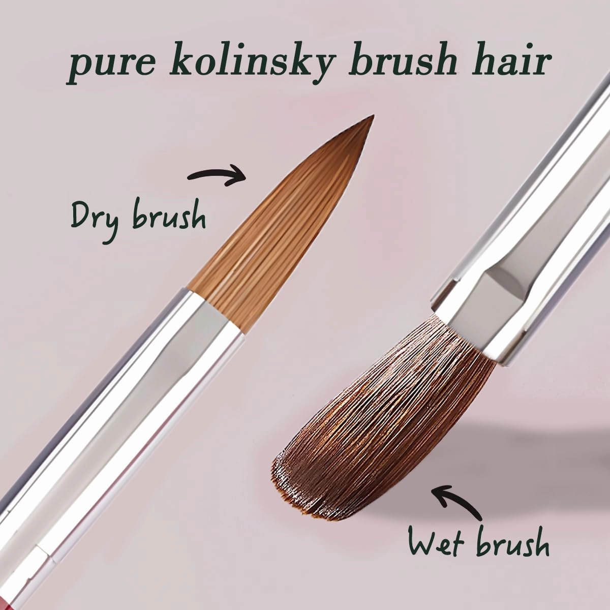 Acrylic Nail Art Brush, 100% Pure Kolinsky Hair Oval Nail Brush for Acrylic Application, Professional Nail Extension Manicure Tool Striping Nail Drawing Pen for DIY Home Salon (20#)
