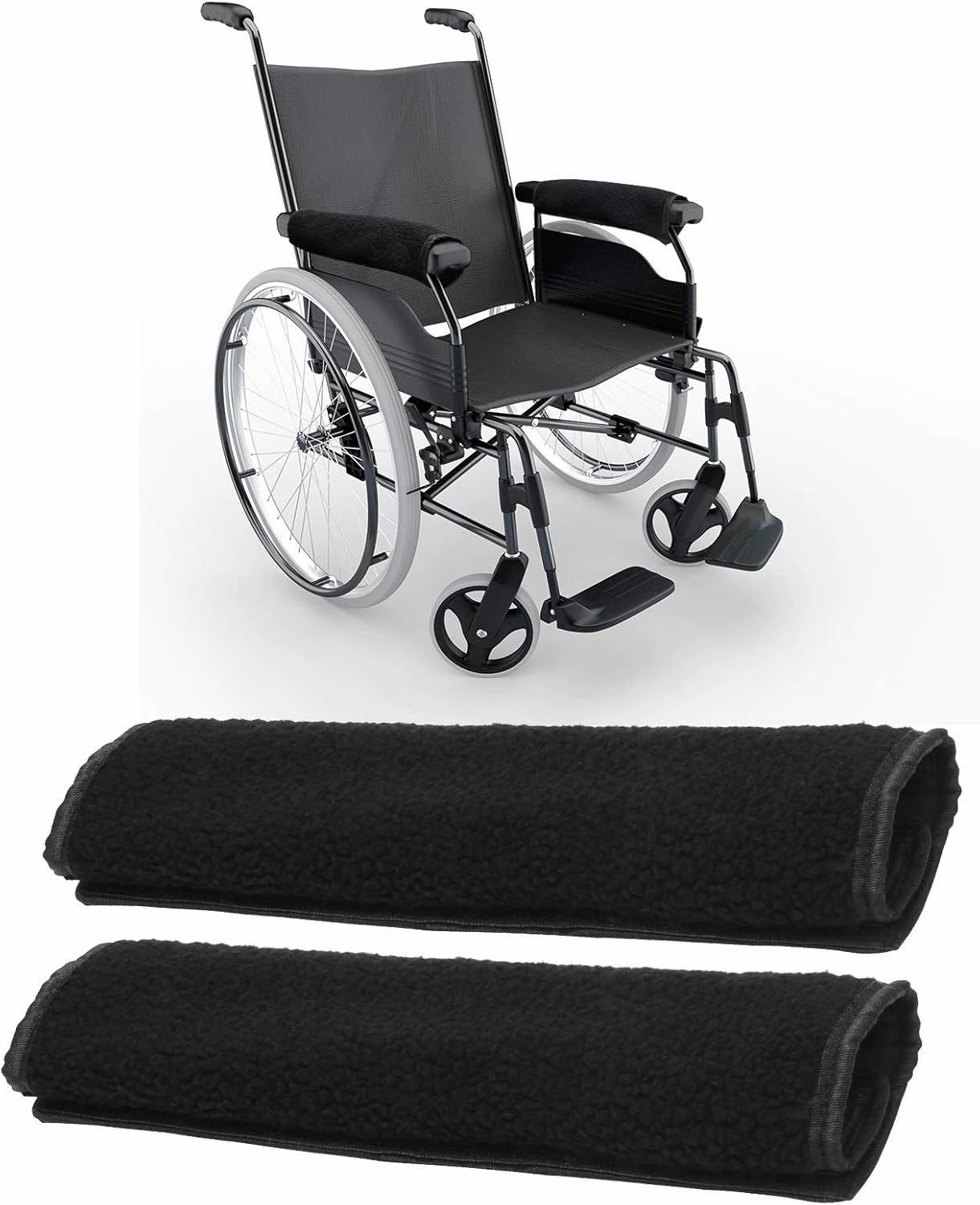 AHIER Wheelchair Armrest Pads, 2PCS Sheepskin Fleece Wheelchair Armrest Covers, Non Slip Arm Rest Cover Cushion pad for Wheelchairs