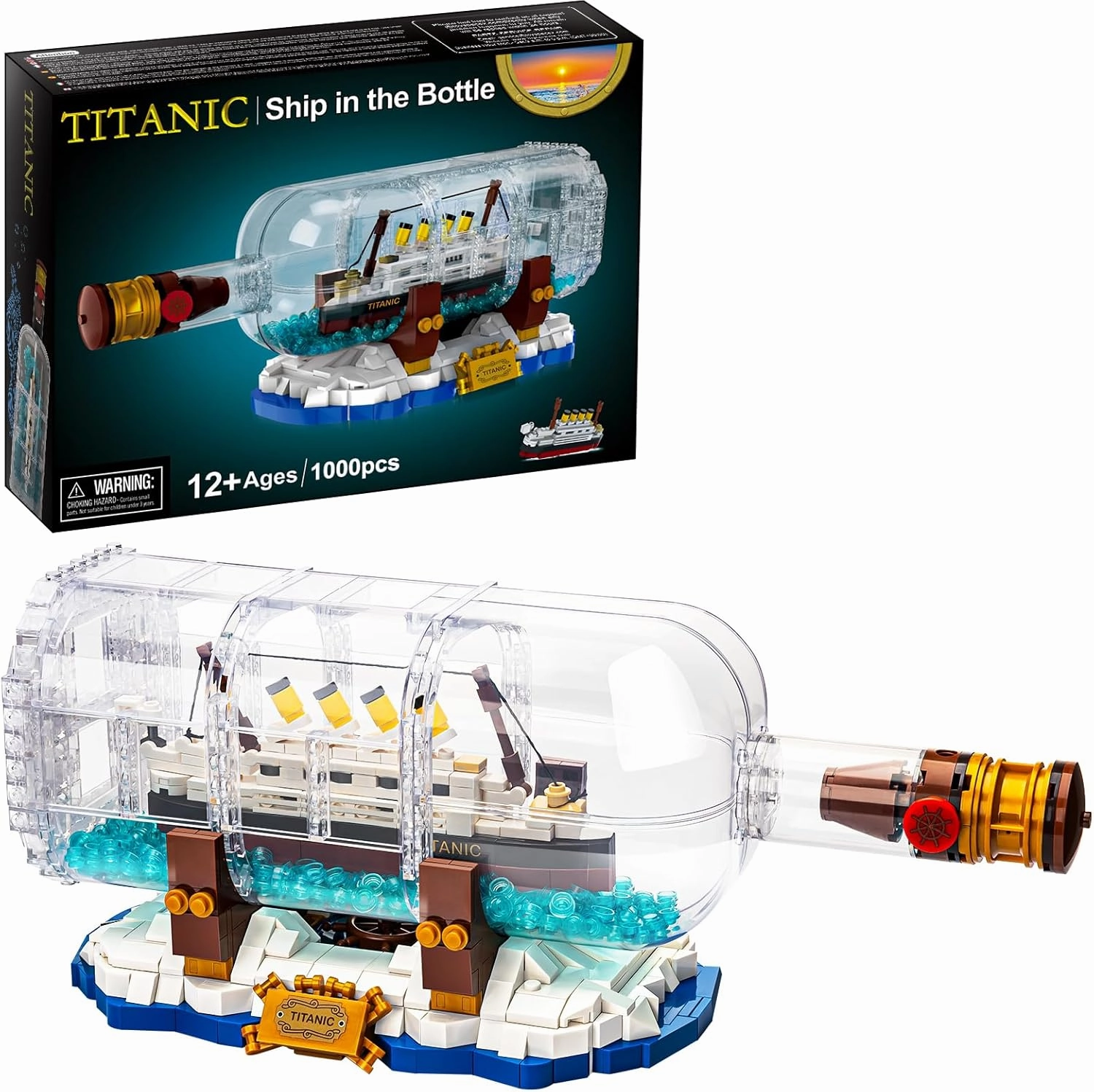 Allupal Titanic Ship in a Bottle Creator Expert Building Kit, Collectible Display Model Set, Creative Gift Toy for Adults and Teens Age 14  (1000 Pieces)