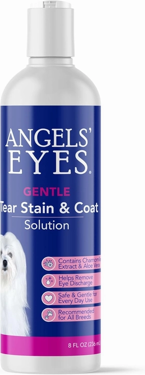 ANGELS' EYES Gentle Tear Stain Solution for Dogs and Cats | 8 oz Solution for Eye Area and Face | Remove Discharge, Dirt, Tear Stains, and Mucus
