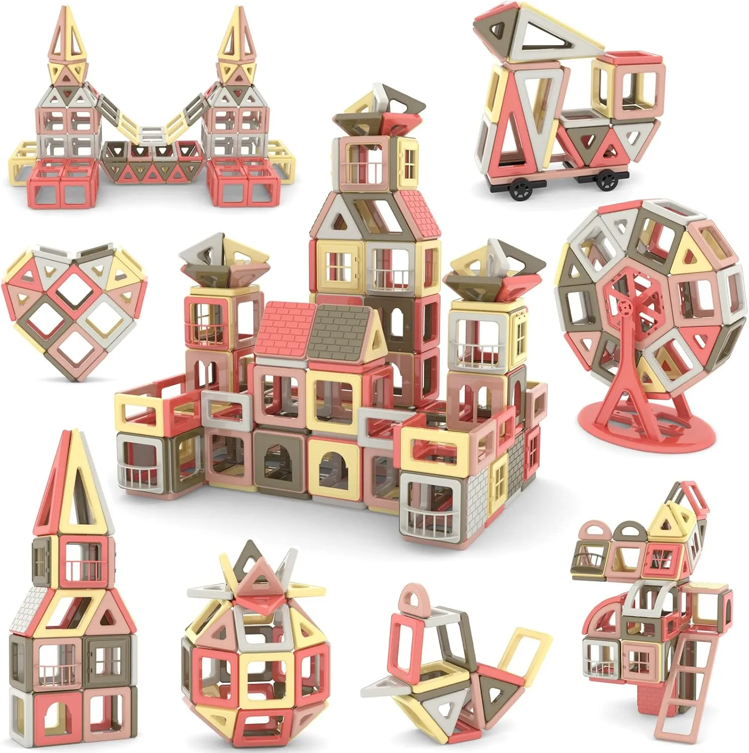 AOMIKS 173Pcs Magnetic Tiles 3D Mini Magnetic Blocks for Kids Educational Inspirational Learning & Creativity STEM Building Toys for Girls and Boys Ages 3 Years   Birthday Gift