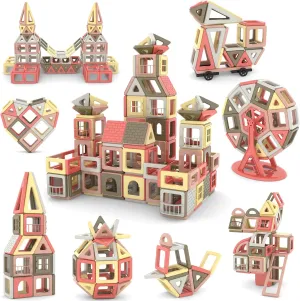 AOMIKS 173Pcs Magnetic Tiles 3D Mini Magnetic Blocks for Kids Educational Inspirational Learning & Creativity STEM Building Toys for Girls and Boys Ages 3 Years   Birthday Gift